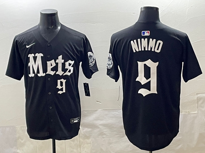 Men's New York Mets Brandon Nimmo #9 Black Jersey